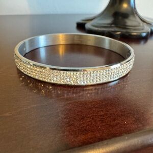 JCM Elegant Silver Crystal/Rhinestone Bangle Bracelet